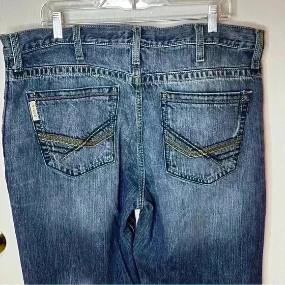 Cinch Grant Straight Leg Denim Jeans Men 38x32 Blue Distressed Relaxed Cowboy - Picture 8 of 13